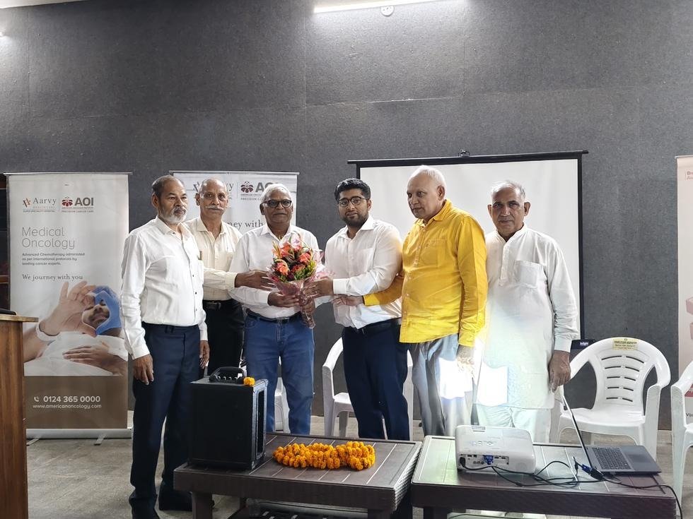 Community felicitation at a cancer awareness camp in Gurugram