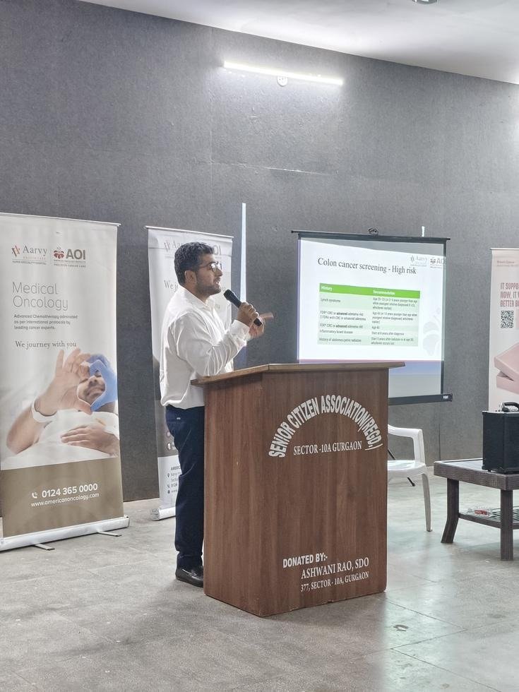 Cancer screening awareness talk at Senior Citizen Association, Gurgaon
